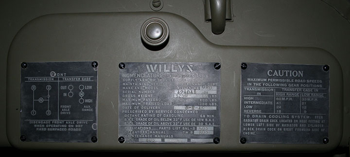 willys jeep serial number location